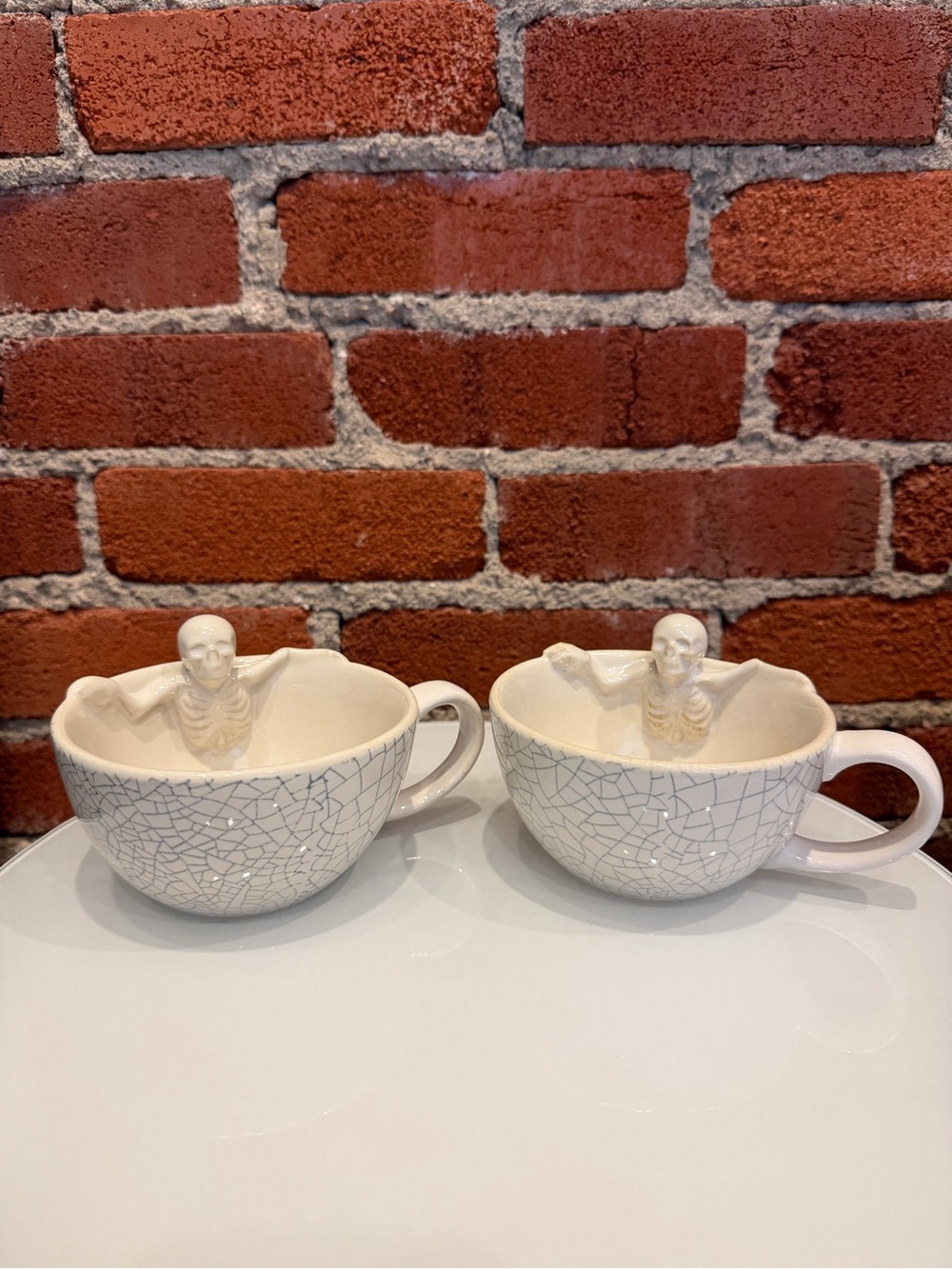 💀💙 ☠️ Stoneware Skeleton in Latte Mugs — Set of 2 - Hyde and EEK! Boutique ☠️💙💀